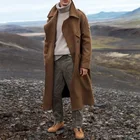 Зимнее пальто, мужской длинный Тренч, повседневное коричневое теплое шерстяное пальто, уличная куртка, Тренч, верхняя одежда, пальто, 2020
