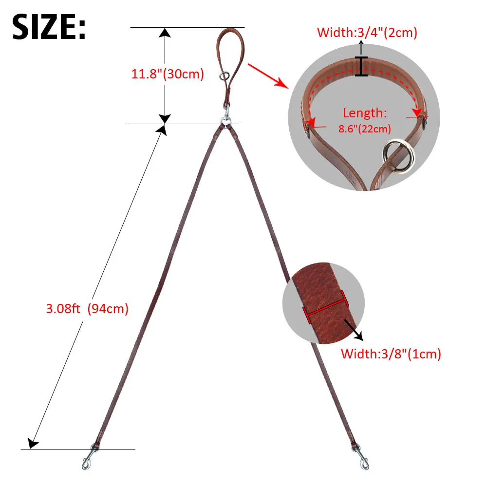 

Double Dog Leash Genuine Leather Dual Dog Leash 360 Swivel No Tangle Walking & Training Leash For Two Dogs Soft Handle