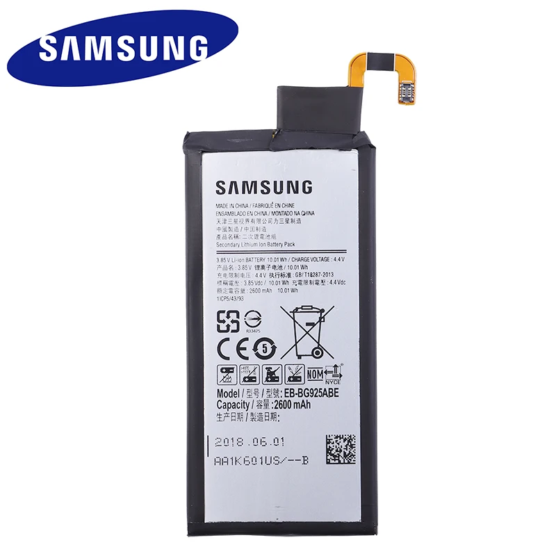 Оригинальная Аккумуляторная Батарея EB-BG925ABA для Sasmung GALAXY S6 Edge G9250 G925F G925FQ G925S G925A G925T