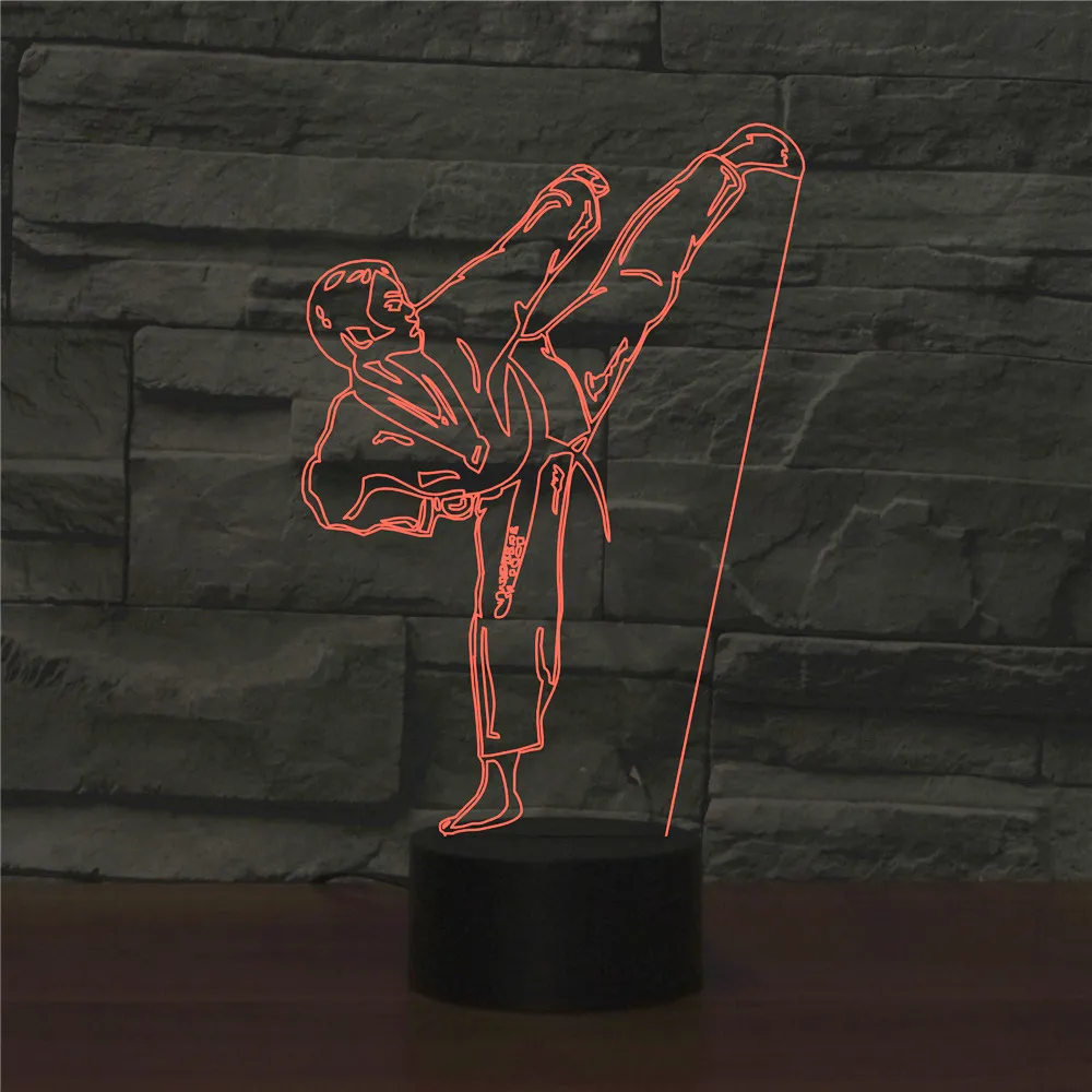 3D LED Night Light Remote Touch Table Desk Lamp Taekwondo Boys Gift Home Bedroom Decoration | Лампы и освещение