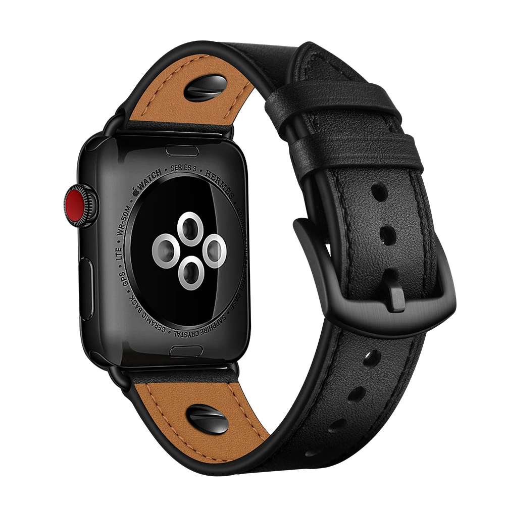 

Ремешок из натуральной кожи для Apple Watch 5 Band 44 мм 42 мм, браслет для Iwatch 40 мм 38 мм Series 4 3 2 1