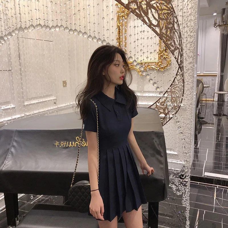 Платье женское Плиссированное мини с коротким рукавом офисное милое вечернее