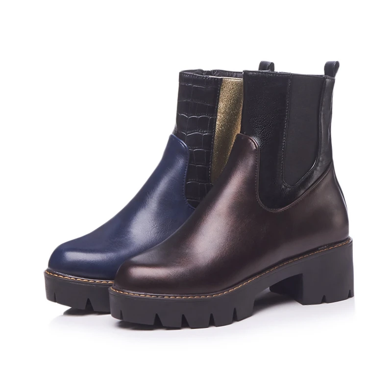 Женские ботинки на молнии спереди ENMAYER модные повседневные среднем каблуке