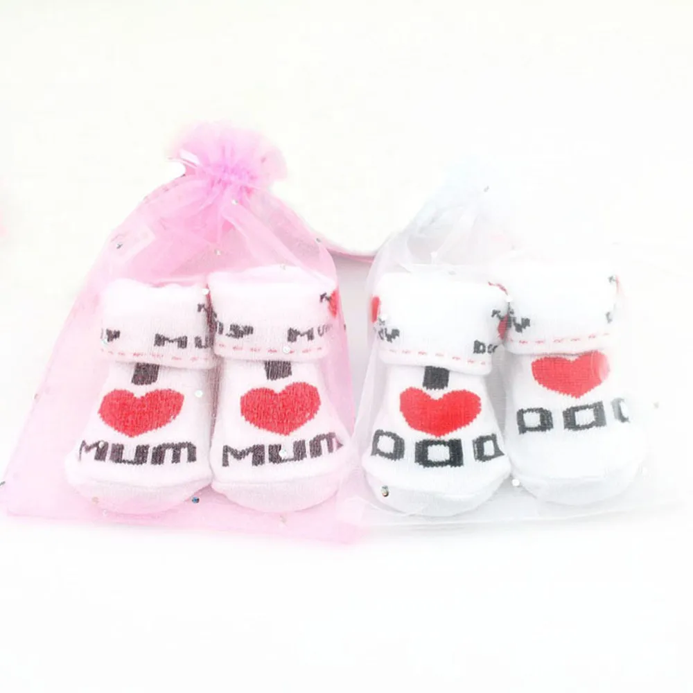 

Baby Infant Boy Girl Slip-resistant Floor Socks Love Dad Love Mum Letter Socks Autumn Baby Socks for Girls Cotton Soft Socks