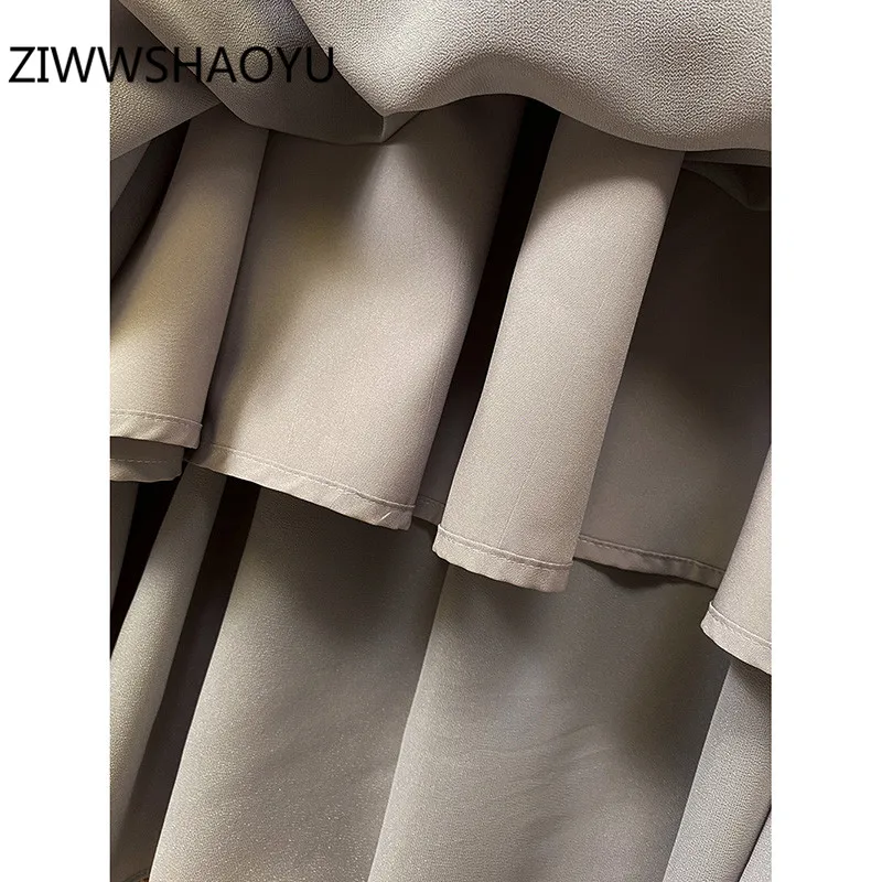 

ZIWWSHAOYU Fashion Women Spring Summer Runway Elegant Party Maxi Dress Fashion Long Sleeve Solid Office Lady Long Dress