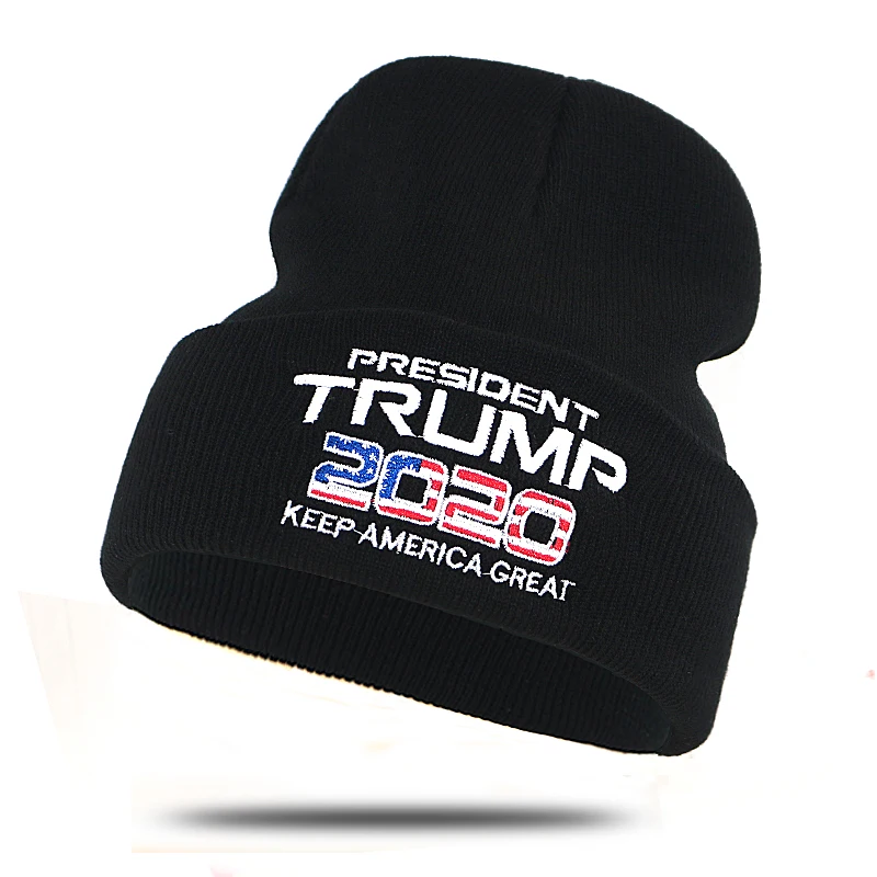 

US president election trump supportors beanies cotton soft black caps TRUMP 2020 slogan KEEP AMERICA GREAT knitted hat winter