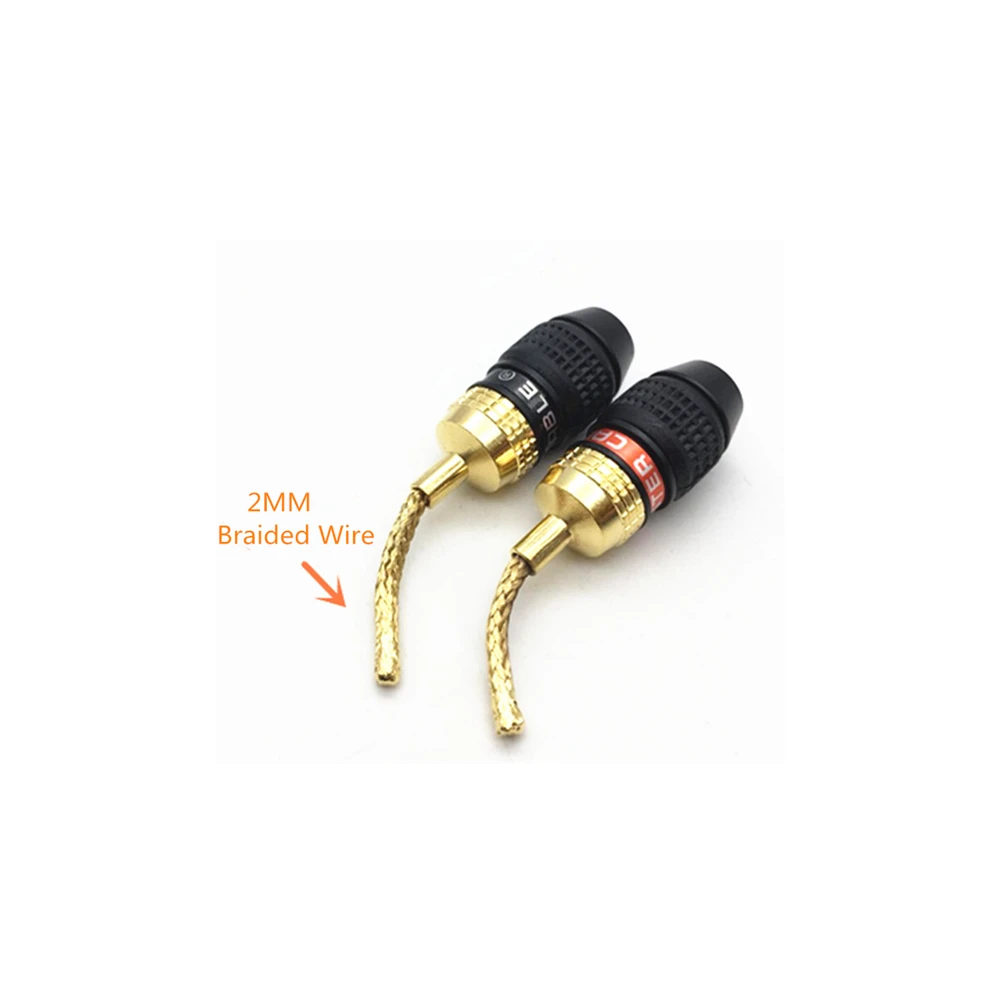 

2Pcs/Lot 2MM Monster Copper Wire Gold-Plated Banana Plug Speaker Wire Plug Braided Wire Plug Connector 100% Brand New Practical