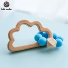 1 шт., деревянные детские игрушки, кролик, облако, силикон, Прорезыватель для зубов, деревянный грызунок для детей, силиконовая погремушка для детской кроватки