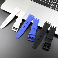 silicone strap mens pin buckle watch accessory wristband for swatch mechanical series svgk402 403 svgb400 sports rubber strap