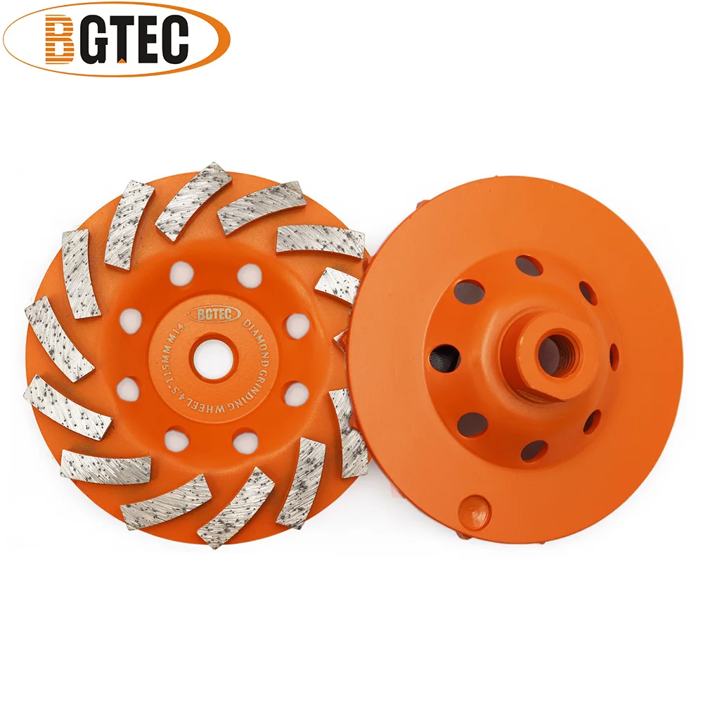 

BGTEC 2pcs 4.5inch Diamond Turbo Row Grinding Cup Wheel 115mm Grinding disc for concrete, Masonry, construction material