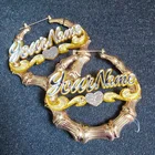 Бамбук Серьги-кольца Hiphop сексуальные настраиваемые висячие серьги в БАМБУКОВОМ стиле