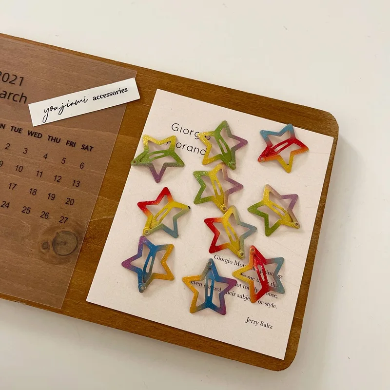 

10 Pcs/lot Cute Princess Candy Color Barrette Children Kids Hair Clips Pins Star Hair Clip Hair Accessories Girl Headwear