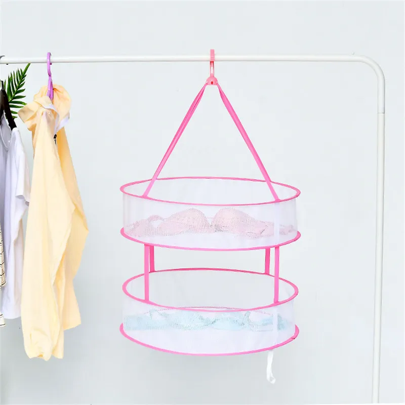 

Clothes Net Foldable windproof Clothes drying basket Rack Mesh hanging Dryer underwear socks drying net spiral drying hanger
