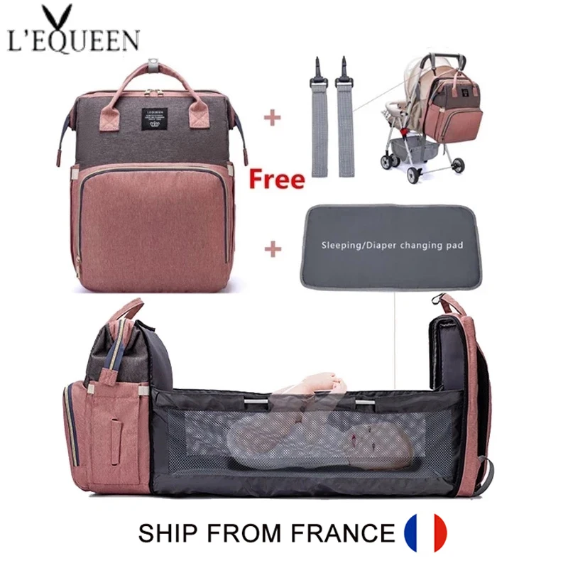 LEQUEEN Large Capacity Diaper Bag Backpack Multifunctional Baby Bed Bags Maternity Nursing Handbag Stroller Bag with Hooks Bag