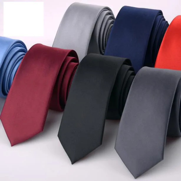 

Solid Color Tie Male Korean Version 6cm Small Narrow Version of The Formal Business Wedding Neckties Red Blue Black Silver Tie