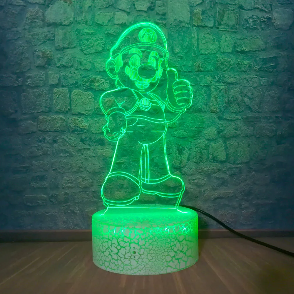 Супер Марио 3D USB сенсорный светодиодный детский ночной Светильник мультяшная