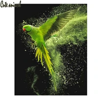 full drill square 5d diamond painting green flying parrot cross stitch diamond embroidery mosaic bird wall stickers home decor