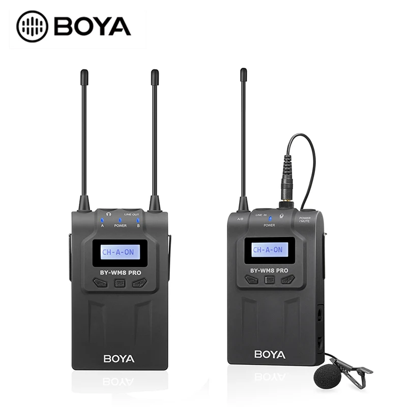 

BOYA BY-WM8 Pro-K1 UHF двухканальная петличный Беспроводной микрофон Системы с ЖК-дисплей Экран для цифровой зеркальной камеры Canon Nikon DSLR Камера виде...