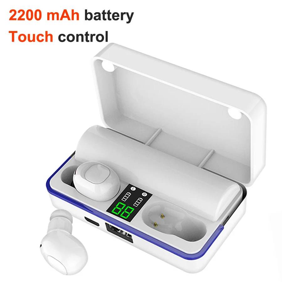 W12 white Bluetooth наушники с сенсорным управлением, беспроводные наушники, HiFi 6D бас, стерео гарнитура, громкая связь, бинауральные звонки, наушники с внешним аккумулятором - Цвет: W12 white