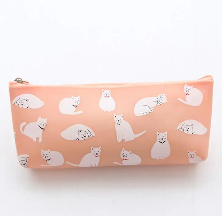 Силиконовые карандаши для кошек чехол Kawaii девочек сумки прочные большая емкость