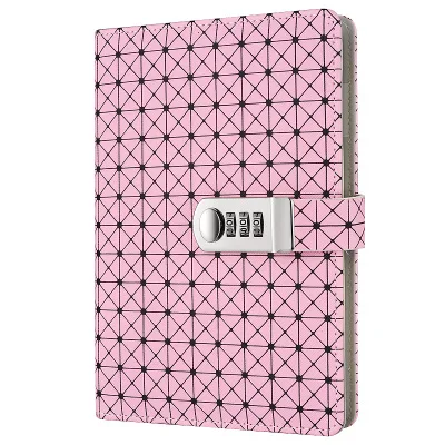 pink 1 Кожаный дневник, блокнот с кодом блокировки, бизнес, винтажный дневник, блокнот в мягкой обложке, 80 листов, канцелярские товары, поставки, подарок - Цвет: pink 1