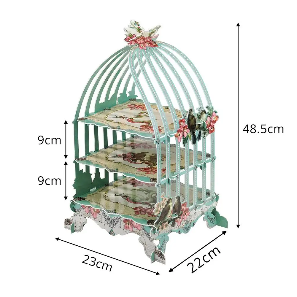 Европейский стиль 3 слоя клетка Кекс картонная подставка для торта винтажный