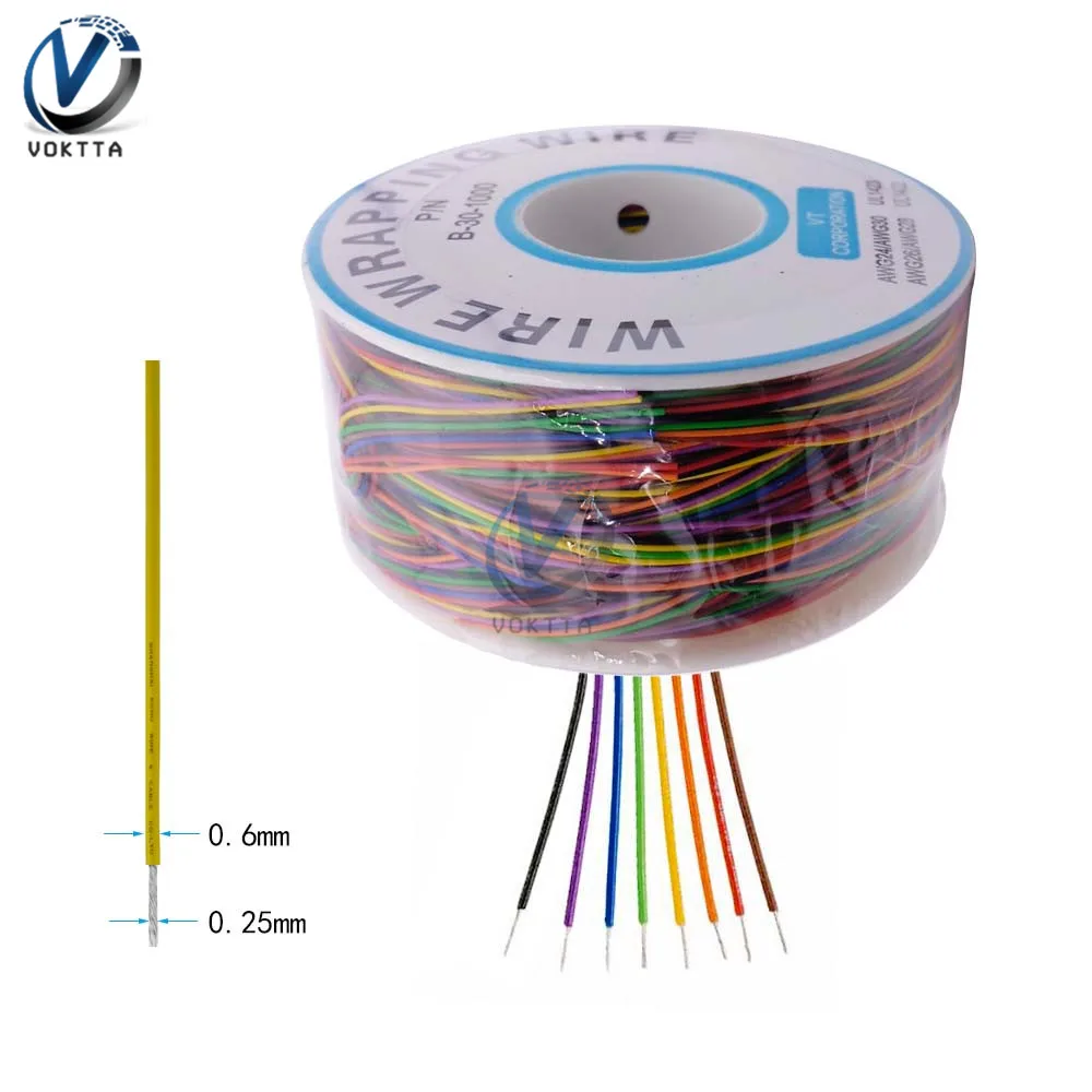 8 цветов 30AWG провод для обертывания проволоки UL1423 0 25 мм луженая медь твердый ПВХ