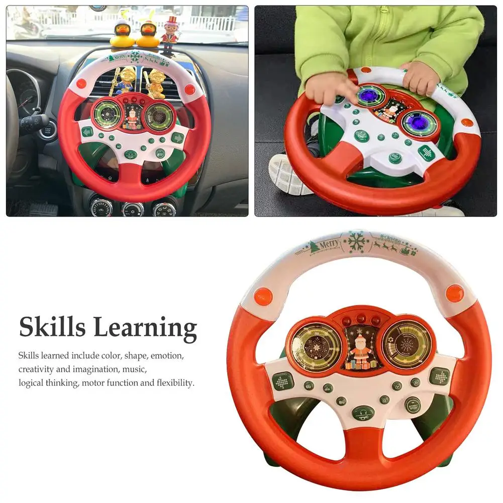 

Cute Children Steering Wheel Toy With Light Simulation Driving Sound Music Funny Educational Baby Electronic Travel Kids Toys