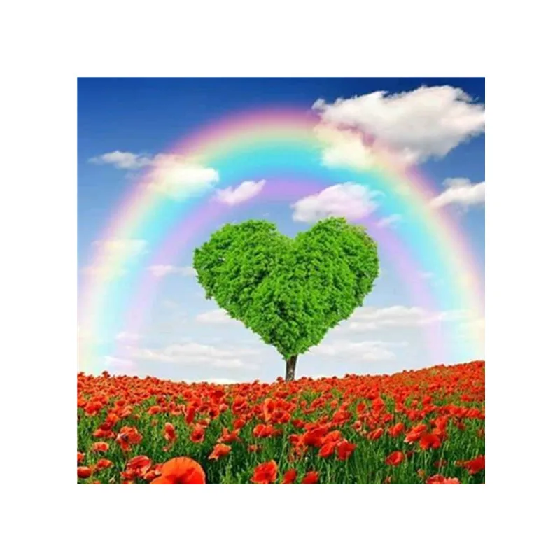 Алмазная 5D картина сделай сам полностью Круглая Мозаика в форме сердца радужного