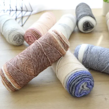 100 г/моток окрашенная хлопковая пряжа зимняя модная градиентная для ручного