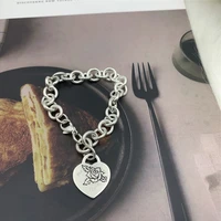 womens fashion charm carved pattern heart pendant bracelet jewelry original brand logo boutique gift