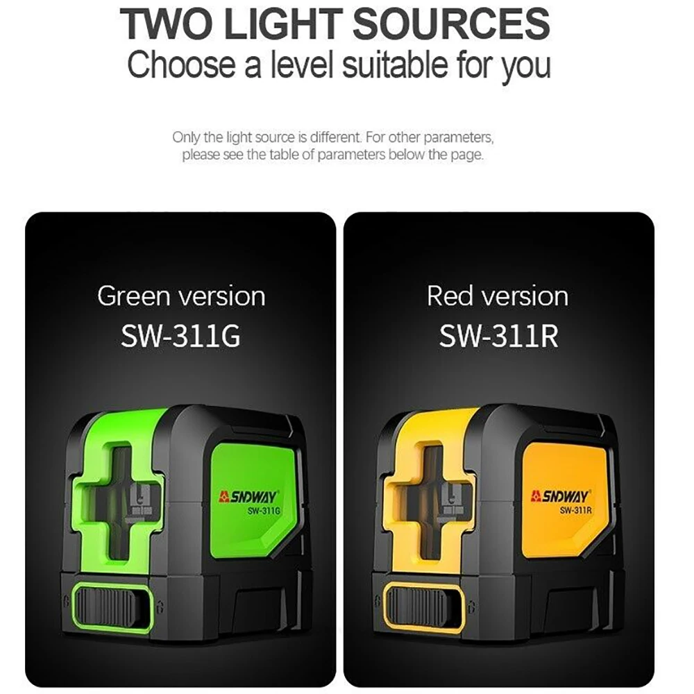 Лазер SNDWAY уровень 2 линии зеленый/красный вращающийся на 360 градусов