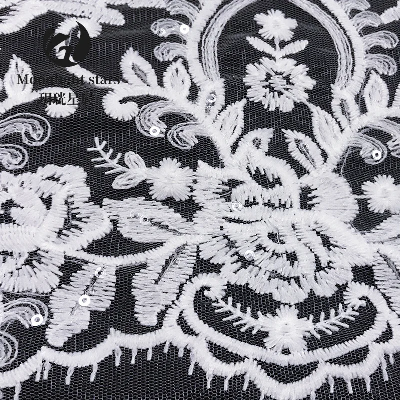 Великолепное белое Цветочное платье с вышивкой блестками 1 ярд 130 см Тюлевая