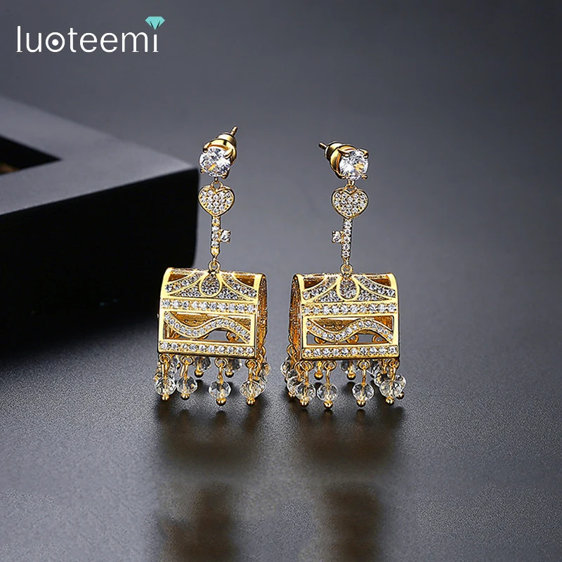 

LUOTEEMI Gold Color Drop Earrings for Women Pakistani Earring Cute Mailbox Pendientes Hombre Acero Inoxidable Boha Beaded Jewelr