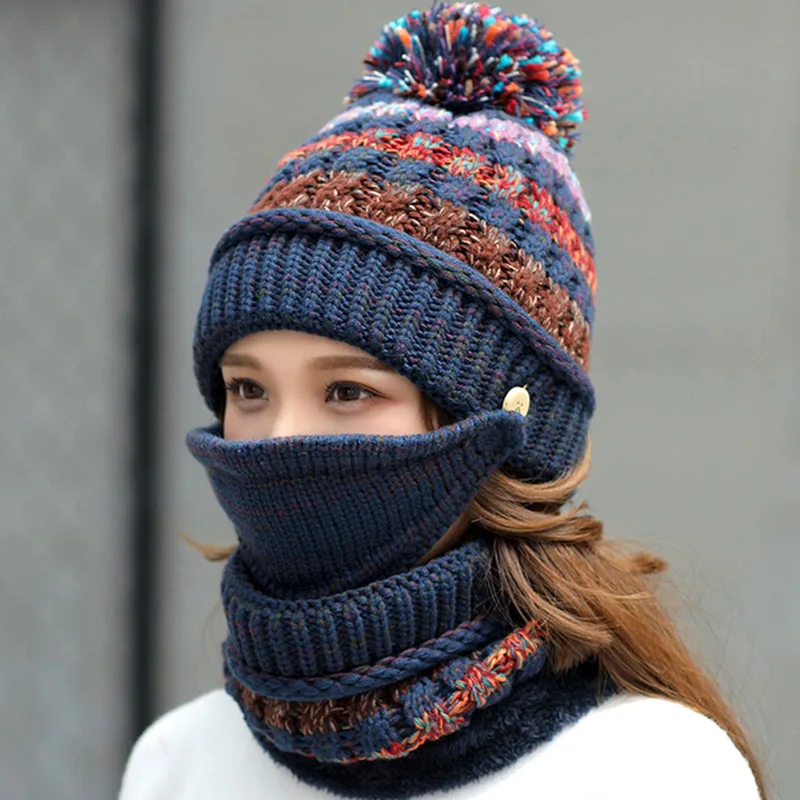 2020 шапка зимняя женская маска Балаклава для девочек шарф толстый теплый флис