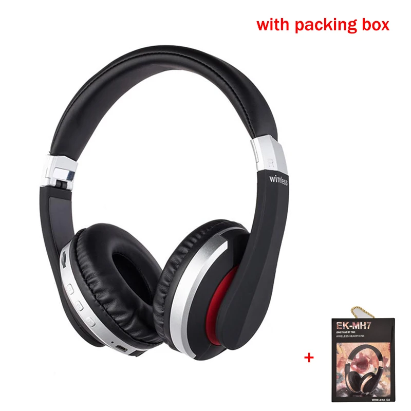 with packing box Беспроводные наушники MH7 с Bluetooth 5,0, беспроводные наушники с громкой связью, наушники для игр, складные наушники с поддержкой карт TF, FM, смартфон - Цвет: with packing box