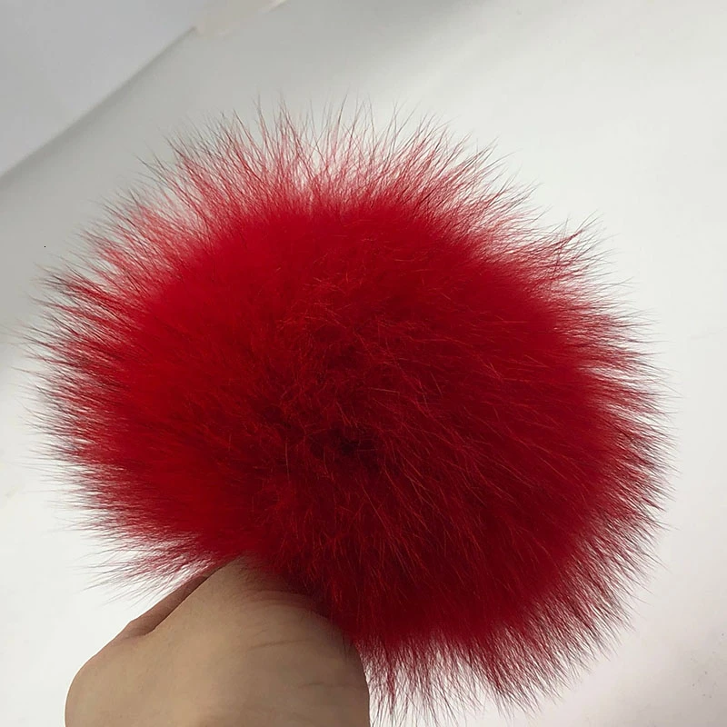 15cm 15 см натуральный животный Hairball Hat помпон ручной работы DIY действительно енот большой волос шар шляпа помпон с пряжкой - Цвет: 15cm