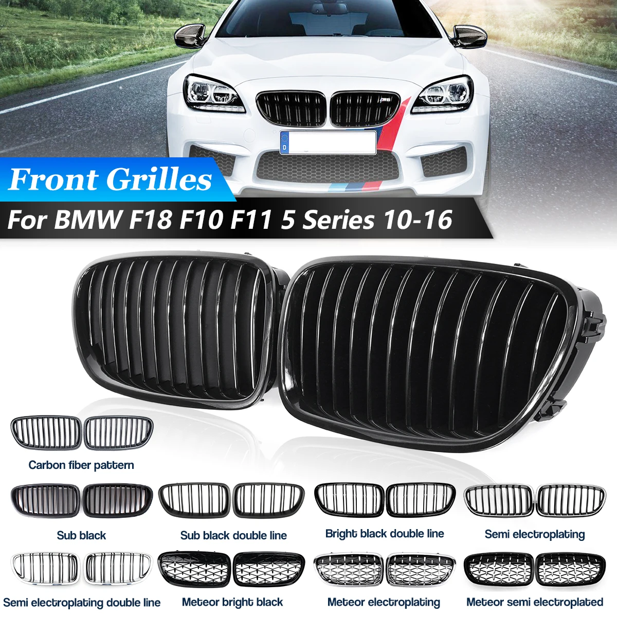 2 шт. черный глянец передней почек решетка для BMW F18 F10 F11 5 серии 2010 2011 2012 2013 2014 2015 2016