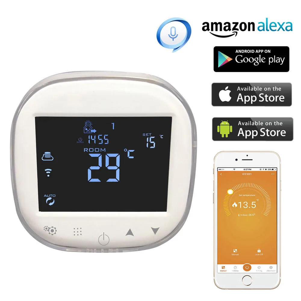 терморегулятор для теплого пола Котельный термостат Умный Wi-Fi Alexa Голосовое