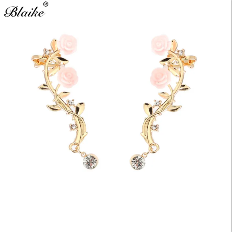 Женские серьги-гвоздики с желтым золотом Blaike серебристые/золотистые циркониевые