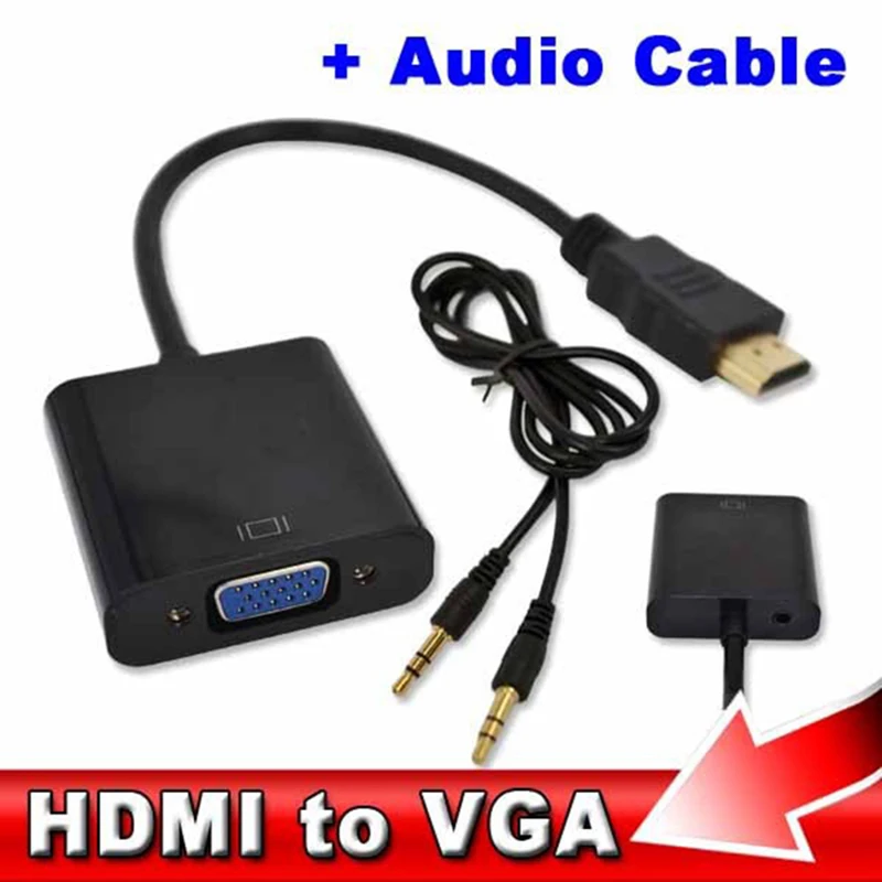 

Male to Female HDMI-compatible to VGA Converter Adapter with Audio Cable for Xbox 360 PS3 Laptop Desktop 1080P HDTV Displayer