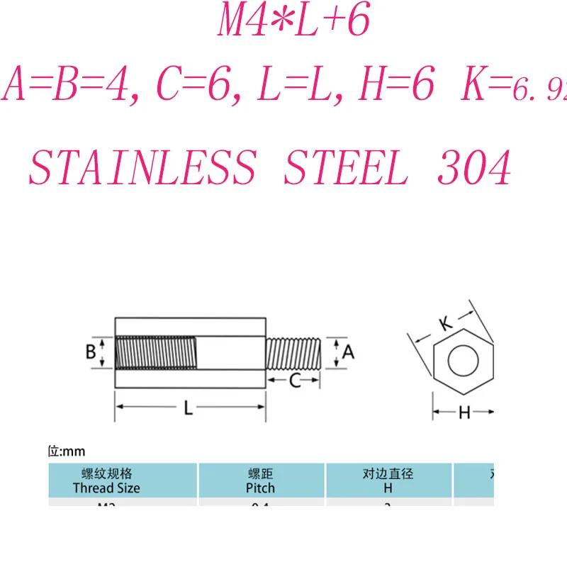 M4*L(6-80)+6 stainless steel 304 hex socket spacer standoffs male to female screws board stud spacing column777 | Обустройство дома