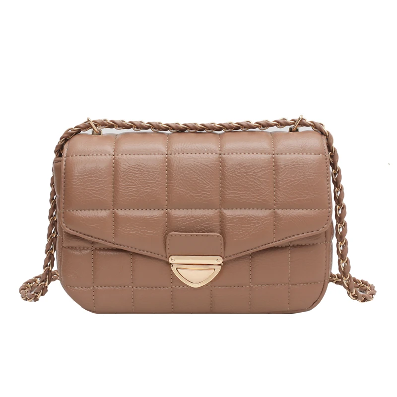 

Thread Square Chain Crossbody Bag For Women 2021 New Fashion Small Shoulder Bag Female Flap High Quality PU Leather Handbags