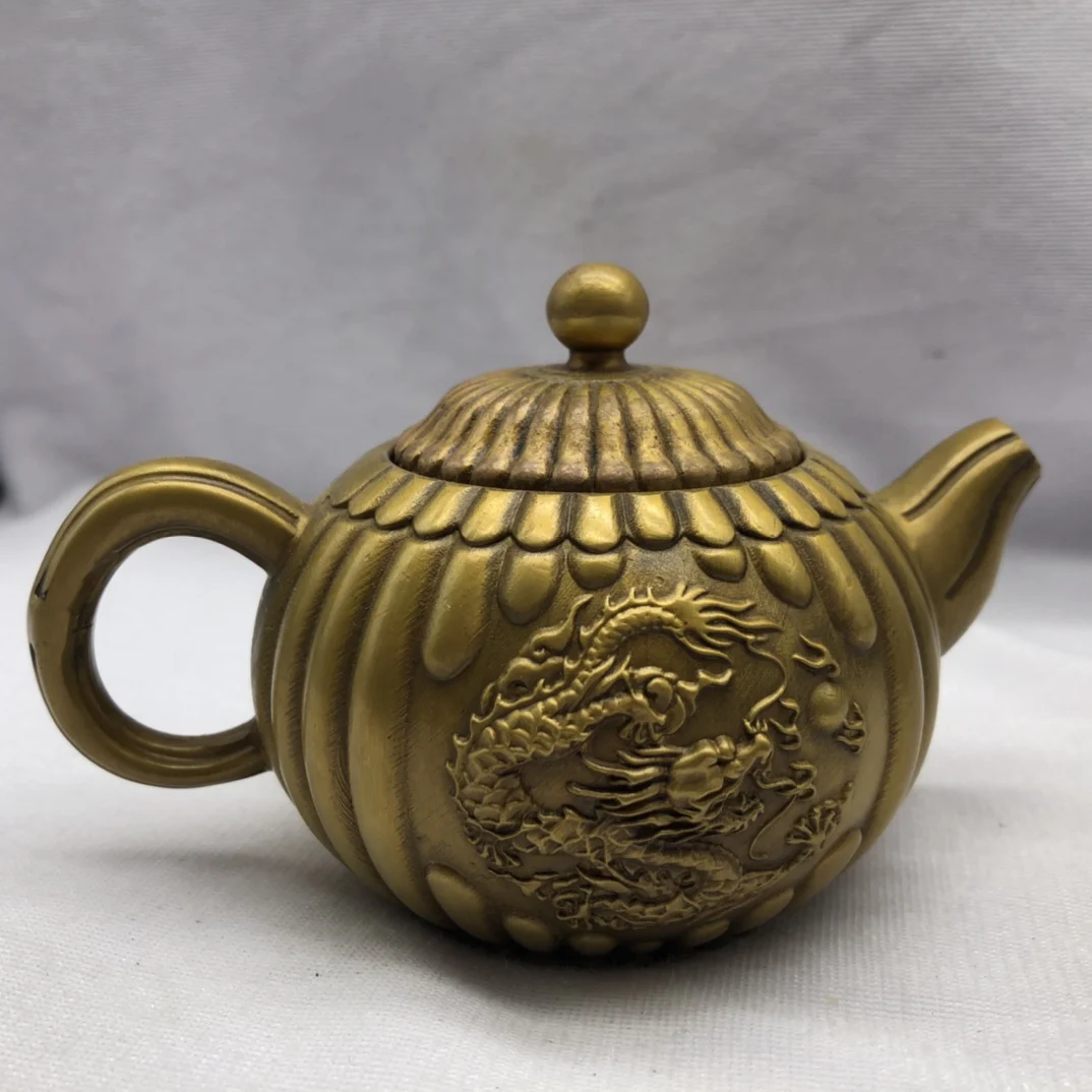 

Collect Chinese Brass Good Luck Dragon Teapot Metal Crafts Home Decorationng