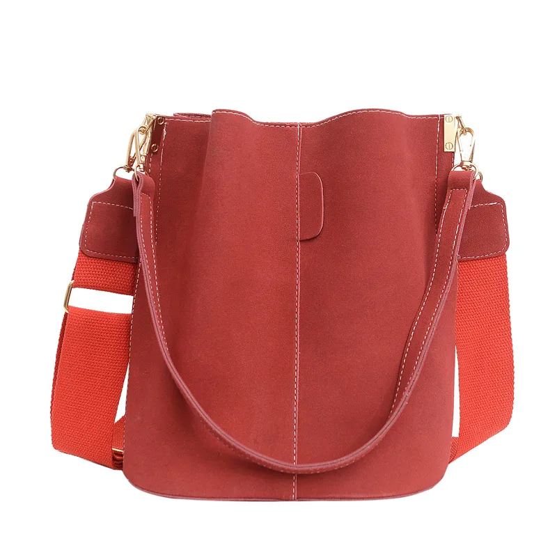 

Women's Bags New Fashion Korean Style PU Nubuck Leather Bucket Bag Retro Shoulder Messenger Bag