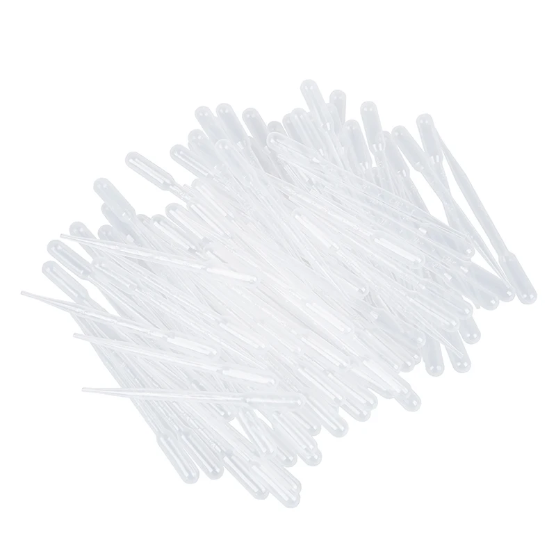 

100 Pcs Clear White Plastic 7.1" Long Liquid Dropper Pasteur Pipette 3ml
