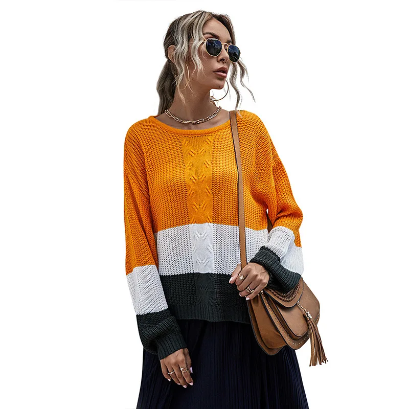 

New slim fit with stitched knitted women's sweater Pullover