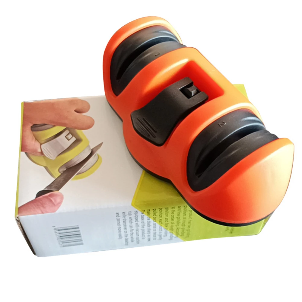 

New Knife Sharpener With Non-Slip Suction Cup 2 Stage Mini Manual Pocket Knife Sharpener Polish Blades Quickly Kitchen Tools