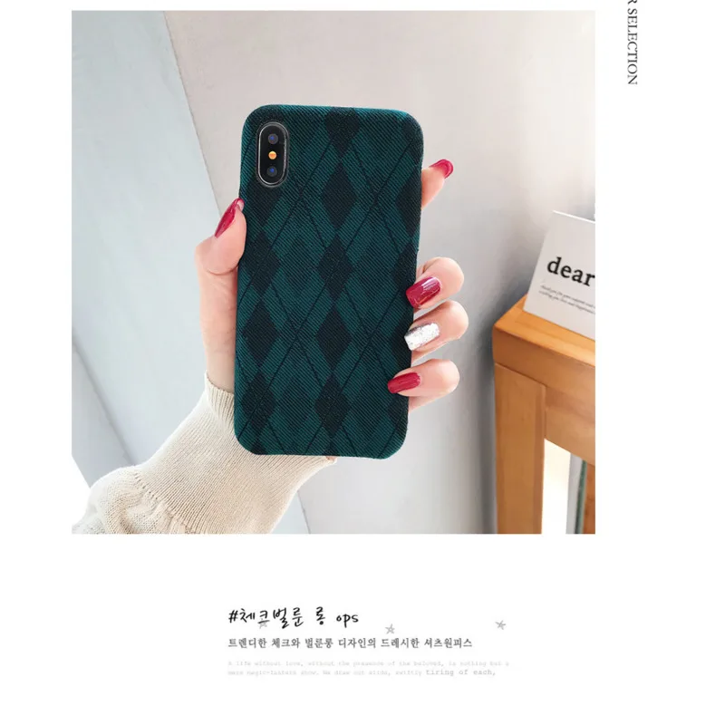 Ретро клетчатый чехол для iPhone 6 6S 7 8 plus x XR XS 11 Pro Max роскошный плюшевый силиконовый