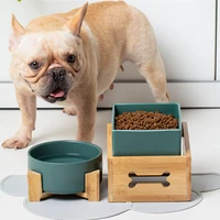 wooden bracket dog feeders universal combination puppy dog feeders water bowl heighten comedero perro pet accessories dk50df